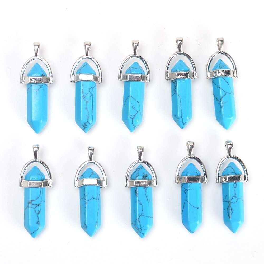 1227 Wholesale 10PCS Turquoise Genuine Quartz Stone Healing Point Reiki